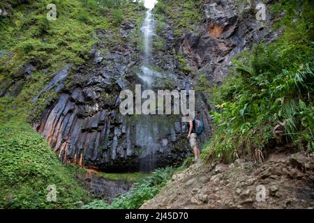 Chaudefour-Tal (Mittel-Südfrankreich): Wasserfall des Doe (ÒCascade la bicheÓ) Stockfoto