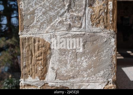 Steinmauerwerk Wandstruktur Hintergrund. Stockfoto