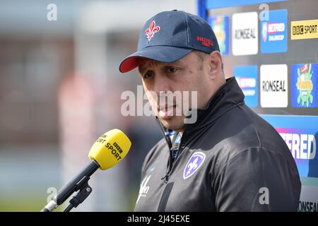 Wakefield, England - 10.. April 2022 - Willie Poching Head Coach von Wakefield Trinity zu Medienaufgaben. Rugby League Betfred Super Challenge Cup Quarter Finals Wakefield Trinity vs Wigan Warriors im Be Well Support Stadium, Wakefield, UK Dean Williams Stockfoto