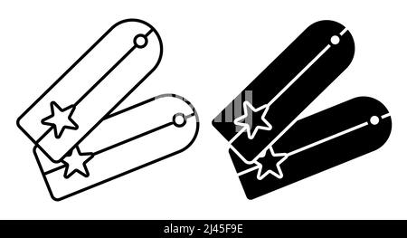 Lineare Ikone, Soldaten-Epauletten des Militärgenerals. Abzeichen der Armee. Einfacher Schwarz-Weiß-Vektor auf weißem Hintergrund isoliert Stock Vektor