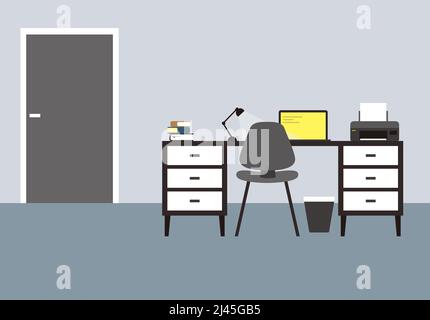 Schreibtisch mit Computer und andere Dinge, Vector Illustration Stock Vektor