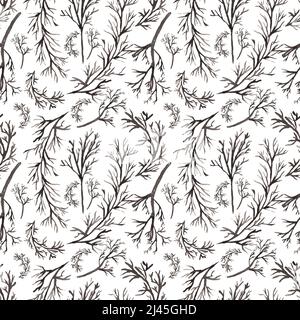 Aquarell handgezeichnet Schwarzer Zweig nahtlose Muster, Florals wiederholen Papier, Schwarz Gothic Hintergrund. Scrapbook Papier Stockfoto
