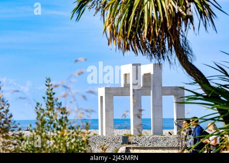 Le Havre (Nordwestfrankreich): Betonskulptur mit dem Titel UP#3, von Sabina lang und Daniel Baumann Stockfoto