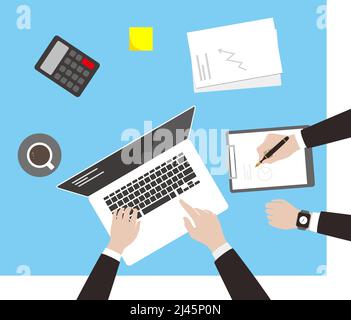 Teamwork-Konzept, Geschäftsmann traf sich bei der Sitzung, Vektor-Illustration Stock Vektor