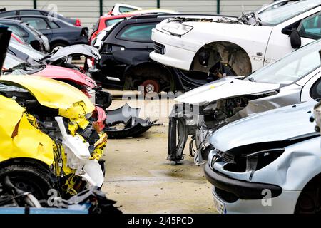 Mondial Auto, Auto-Recycling in Saint-Aubin-les-Elbeuf (Nordfrankreich) Stockfoto