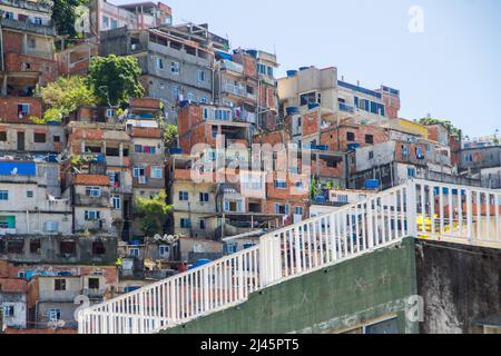 Blick auf die Pfauenfavela im Stadtteil der Paco in Rio de Janeiro, Brasilien. Stockfoto