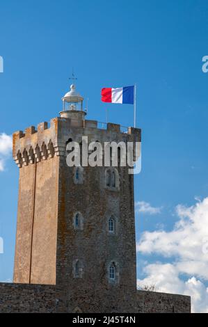 Arundel-Turm (14.. Jahrhundert), heute Leuchtturm und Meeresmuseum, Viertel La Chaume, Les Sables d’Olonne, Vendee (85), Region Pays de la Loire, Frankreich Stockfoto