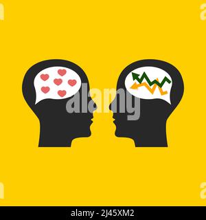 Neurodiversität, Unterschiede des Denkens Symbol. Geschäft und Emotionen Stock Vektor