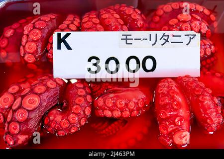 Japan. Tokio. Der Fischmarkt. Octopus Stockfoto