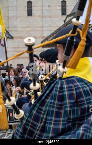 Prozession zum Tag der Verkündigung in der griechisch-orthodoxen Kirche der Verkündigung in Nazareth, Israel Stockfoto