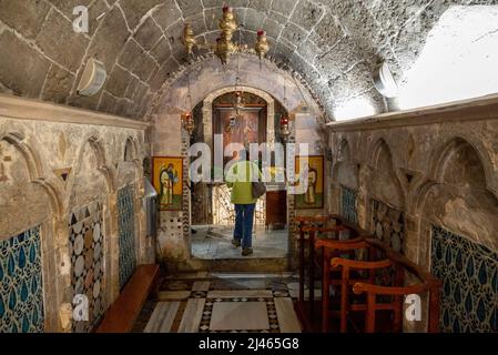 Griechisch-orthodoxe Kirche der Verkündigung, Nazareth, Israel die griechisch-orthodoxe Kirche der Verkündigung, auch bekannt als die griechisch-orthodoxe Kirche von S. Stockfoto