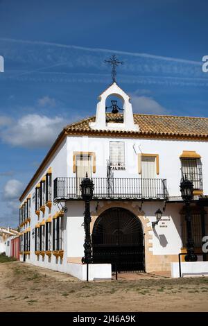 Bruderschaft - Hermandaden - Haus im Pilgrimage die Stadt El Rocio, Andalcucia, Spanien Stockfoto