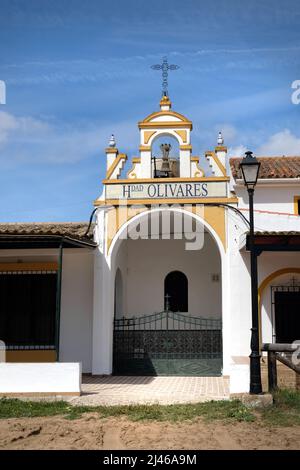 Bruderschaft - Hermandaden - Haus der Olivares im Pilgimage die Stadt El Rocio, Andalcucia, Spanien Stockfoto