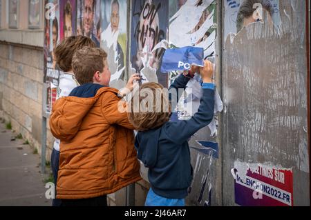 Lyon - Rhone Alpes Auvergne - Frankreich - 06. April 2022 - Ansicht der französischen Kandidaten für die Präsidentschaftswahlen 2022 Stockfoto