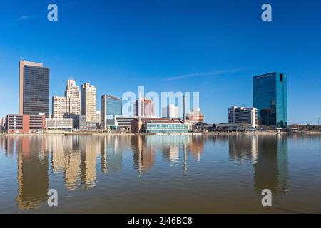 Toledo, Ohio - Downtown Toledo am Maumee River. Stockfoto