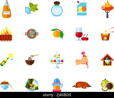 Garsymbol eingestellt. Kann für Themen wie Saucen, Süßspeisen, Küche, Essen verwendet werden Stock Vektor