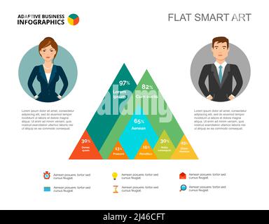 Prozentdiagramm für acht Dreiecke. Geschäftsdaten. Vergleich, Finanzwesen, Diagramm. Kreatives Konzept für Infografik, Vorlagen, Präsentation. Kann verwendet werden Stock Vektor