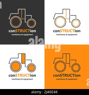 Set Linie Symbole Bau Maschinen Vektor Illustration Stock Vektor