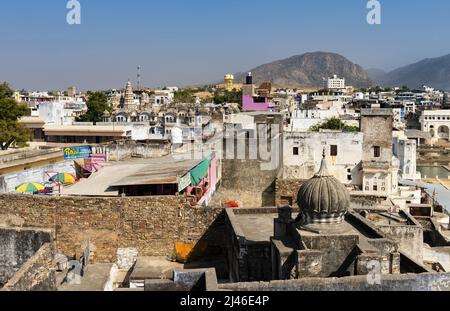 Indische Stadt Pushkar Stockfoto