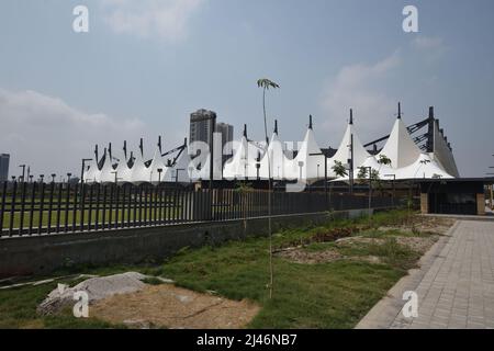 Biswa Bangla Mela Prangan oder Milan Mela umgestaltet. 84/3 JBS Haldane Avenue. Kalkutta, Westbengalen, Indien. Stockfoto