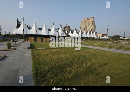 Biswa Bangla Mela Prangan oder Milan Mela umgestaltet. 84/3 JBS Haldane Avenue. Kalkutta, Westbengalen, Indien. Stockfoto