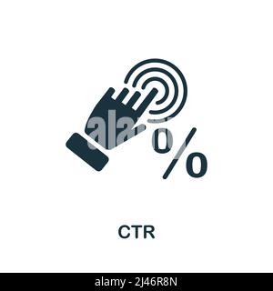 CTR-Flat-Symbol. Farbiger Elementschild aus der Marketingsammlung. Flaches Ctr-Symbol für Webdesign, Infografiken und mehr. Stock Vektor
