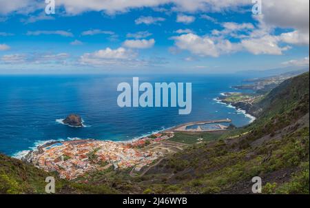 Dorf Garachico auf Teneriffa nördlich von oben. Stockfoto