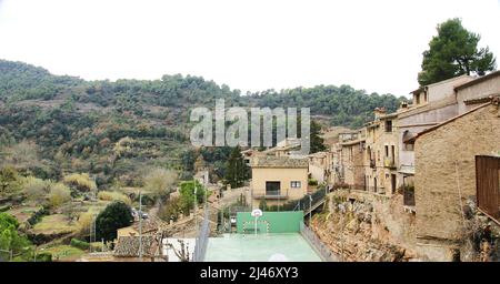 Blick auf Mura, Bages Region, Provinz Barcelona, Katalonien, Spanien, Europa Stockfoto