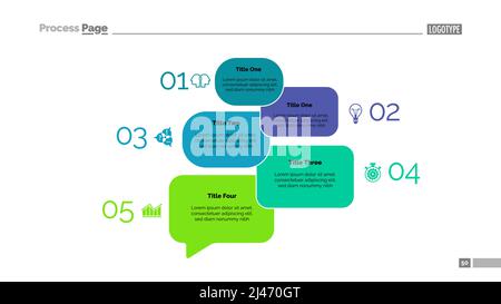 Optionsdiagramm mit fünf Elementen. Schrittdiagramm, Diagramm, Layout. Kreatives Konzept für Infografiken, Präsentation, Projekt, Bericht. Kann für Themen verwendet werden Stock Vektor