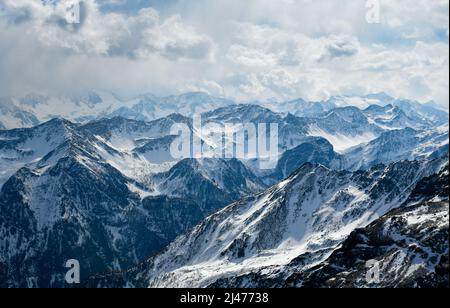Val di Sole Pejo 3000, Skigebiet Pejo Fonti, Nationalpark Stilfser Joch, Trentino, Alpen Italien. Stockfoto