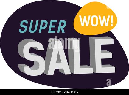 Super Sale Wow Schriftzug auf Lack-Blot. Getippte Texte, Kalligraphie. Für Poster, Banner, Broschüren und Broschüren. Stock Vektor