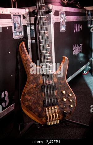 Slipknot-Bassist Alessandro 'Alex' Venturella backstage beim Download Festival Stockfoto