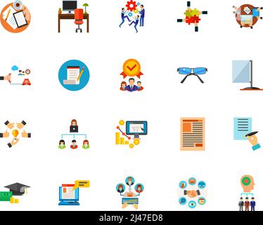 Workflow-Symbol festgelegt. Kann für Themen wie Teamwork, Business, Marketing, Management verwendet werden Stock Vektor