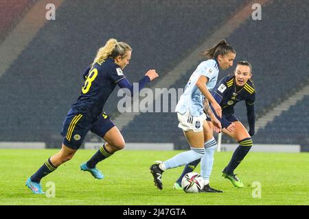 Glasgow, Großbritannien. 12. April 2022. Die schottische Fußballmannschaft der Frauen spielte eine WM-Qualifikation gegen Spanien im Hampden Park, Glasgow, Schottland, Großbritannien Credit: Findlay/Alamy Live News Stockfoto