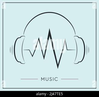 Kopfhörer-Symbol Mit Sound Wave Beats Kopfhörer-Symbol Mit Sound Wave Beats. Dj. Podcast, Musikliebhaber, Cover für Musikalben Stock Vektor