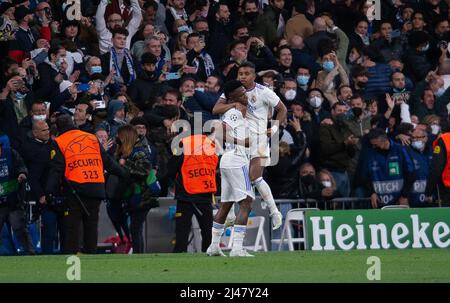 Stadion Santiago Bernabeu, Madrid, Spanien. 12. April 2022. Viertelfinale, 2.-Punkte-Etappe, Champions League, Real Madrid gegen Chelsea FC; Credit: Action Plus Sports/Alamy Live News Stockfoto