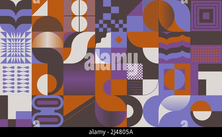Abstraktes Muster Grafikdesign inspiriert von der Ästhetik der Moderne Kunst mit kühnen geometrischen Formen und abstrakten Figuren für Poster, Cover, Kunst, PR Stock Vektor