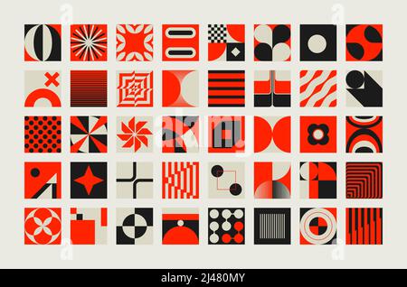 Moderne abstrakte Vektorformen Sammlung von verschiedenen einfachen geometrischen Formen und bunten Grafikelementen für Poster, Cover, Kunst, Präsentation, Drucke Stock Vektor