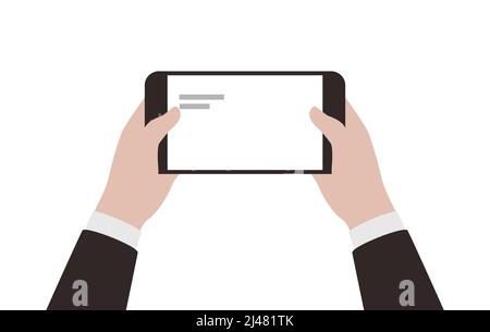 Zwei Hände halten Smartphone, spielen Spiele, Beschneidungspfad, Vektor-Illustration Stock Vektor