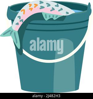 Eimer mit semi-flachen Farbvektor-Objekt Stock Vektor