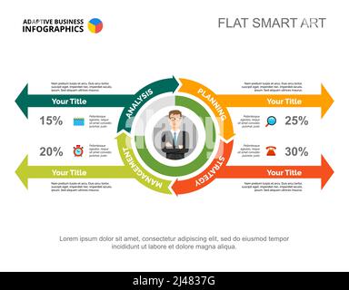 Vorlage für Statistik-Prozentdiagramm mit vier Optionen. Geschäftsdaten. Abstrakte Elemente des Diagramms, Grafik. Strategie-, Analyse-, Management- oder planungs-cr Stock Vektor