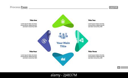 Vorlage für vier Punkte-Prozessdiagramme. Visualisierung von Geschäftsdaten. Erfolg, Idee, Plan, Management, Finanzen oder Marketing kreatives Konzept für infographici Stock Vektor