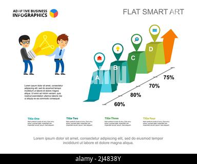 Vorlage für das Prozentdiagramm mit vier Optionen für die Präsentation. Geschäftsdaten. Elemente des Diagramms, Grafik. Strategie, Idee, Technologie, Analytik oder Marketeti Stock Vektor