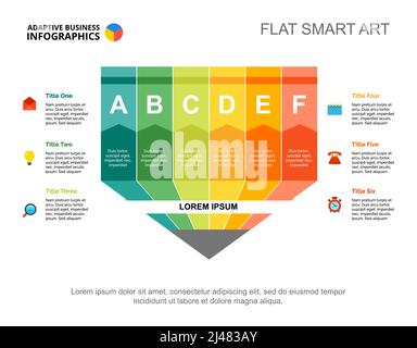 Sechs Farben Bleistift Prozessdiagramm Vorlage für die Präsentation. Vektorgrafik. Elemente des Diagramms, des Diagramms, des Infoschart. Projekt, Produktion, Geschäft o Stock Vektor