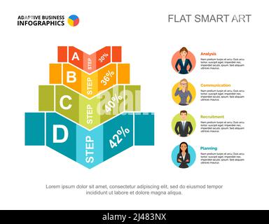 Folienvorlage für das Prozentdiagramm der Geschäftsergebnisse zur Präsentation. Abstrakte Elemente von Diagramm, Diagramm, Grafik. Karriere, Planung, Statistik oder Marke Stock Vektor