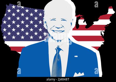 Joe Biden und USA Flagge Stockfoto