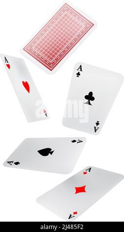 Fallende Spielkarten. Freizeit, Spiel, Glücksspiel. Luck-Konzept. Kann für Grußkarten, Poster, Broschüren und Broschüren verwendet werden Stock Vektor