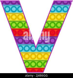 Bright lustige Pop it Alphabet. Pop ist ein Sinnesspielzeug für Kinder in Regenbogenfarbe. Helle Buchstaben einfaches Dimple. Stock Vektor