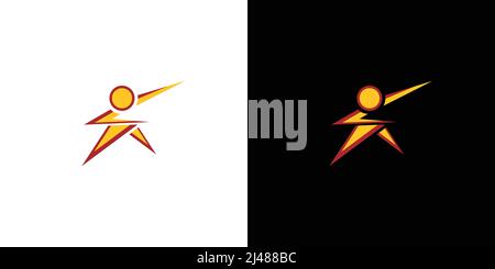 Einzigartiges und lustiges Action-Superhelden-Logo-Design Stock Vektor