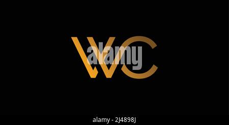Einzigartiges und modernes WC-Initialen-Logo-Design Stock Vektor